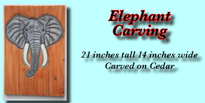 Elephant  Carving fence art Garden art, yard art, and so much more.